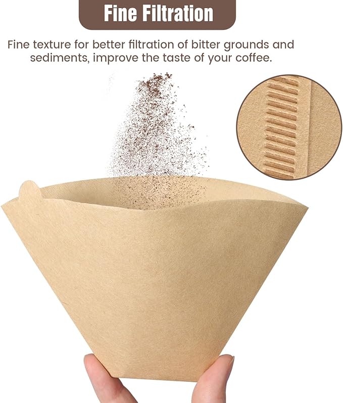 Coffee Filters, Size 04 Unbleached Cone Filters 8-12 Cup, 200 Count Disposable Natural Paper Filters, 04 Cone Filters For Pour Over and Drip Coffee Maker