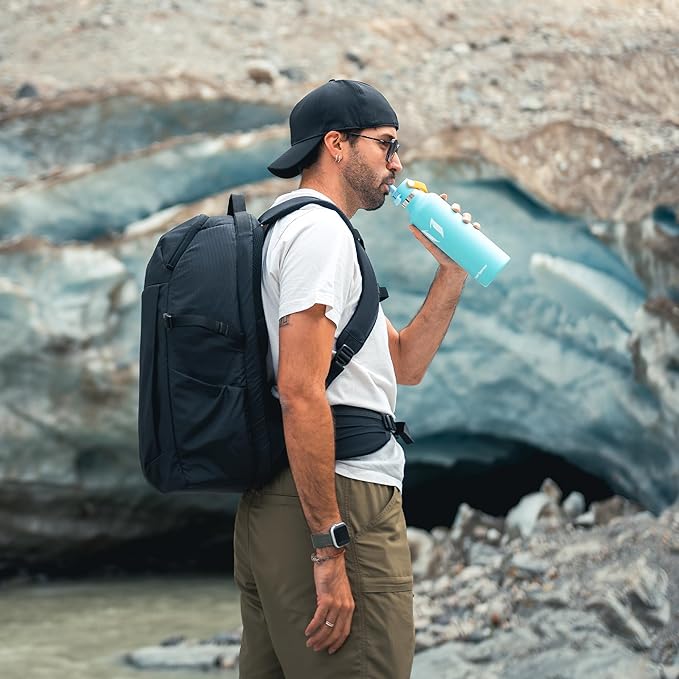 Super Sparrow Insulated Water Bottle - 17 Oz / 25 Oz / 32 Oz - Standard Mouth FlipFlow Flask - BPA Free, Leak Proof Drink Bottle- Ergonomic Straw Water Bottles for Work, Gym, Travel, Sports