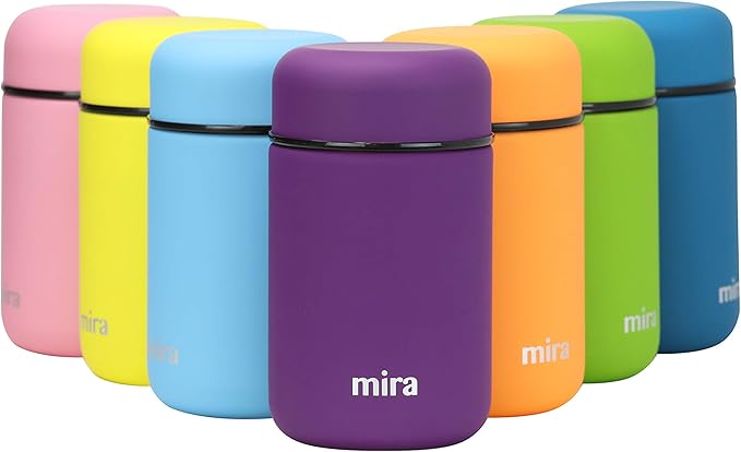 MIRA Insulated Food Jar Thermo for Hot Food & Soup, Compact Stainless Steel Vacuum Lunch Container for Meals To Go - 13.5 oz, Purple