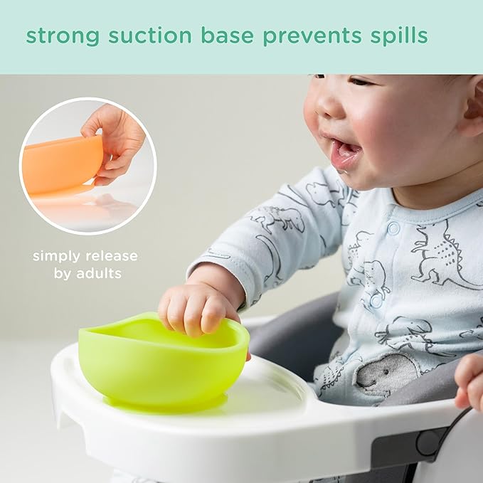 Olababy 100% Silicone Suction Bowl with Lid for Independent Feeding | First Stage Self Feeding Essential for Toddlers and Kids| Baby Led Weaning Snack Feeder | Food Container and Storage |