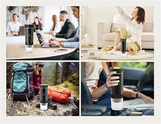 Esprova Portable Espresso Machine, Portable Electric Coffee Maker for Travel Camping, 3-in-1 Self-Heating Espresso Maker, Compatible with Ground Coffee and Capsules, Compact Lightweight (Grey)