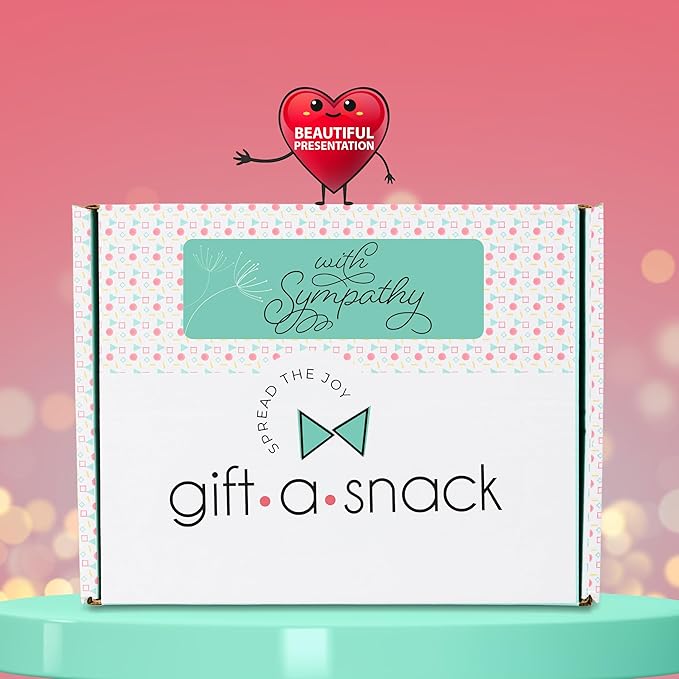 Gift A Snack - Sympathy Snack Box Care Package + Greeting Card (45 Count) Condolence for Loss of Loved One, Dog Pet Cat Memorial Sweet Treats Gift Basket - Cravy Food Assortments & Variety Gifts