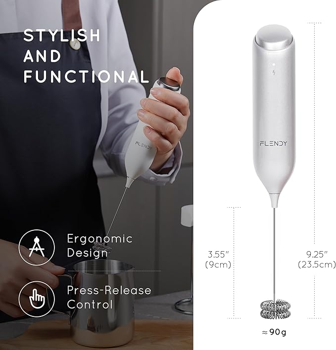 Rechargeable Milk Frother Handheld With USB-C Charging Stand, Electric Drink Mixer, Mini Whisk for Coffee, Matcha, etc