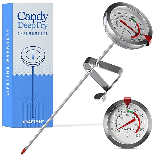 Candy Thermometer with Pot Clip - Deep Fry Oil Thermometer for Frying and Candle Making