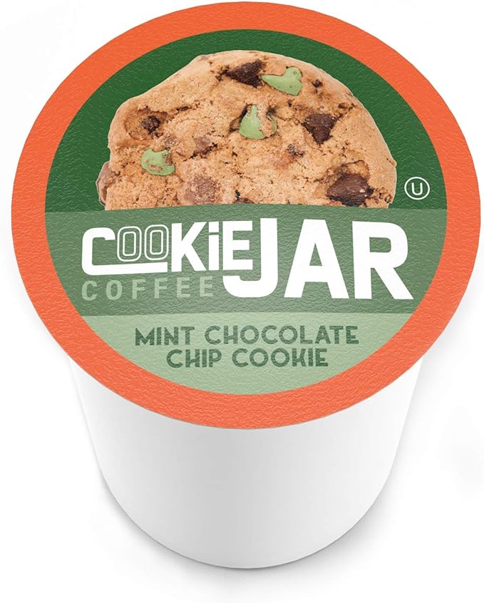 Cookie Jar Mint Chocolate Chip Flavored Coffee Pods for Keurig K Cup Brewers, 40 Count – Refreshing Mint and Chocolate Blend for a Unique Coffee Experience
