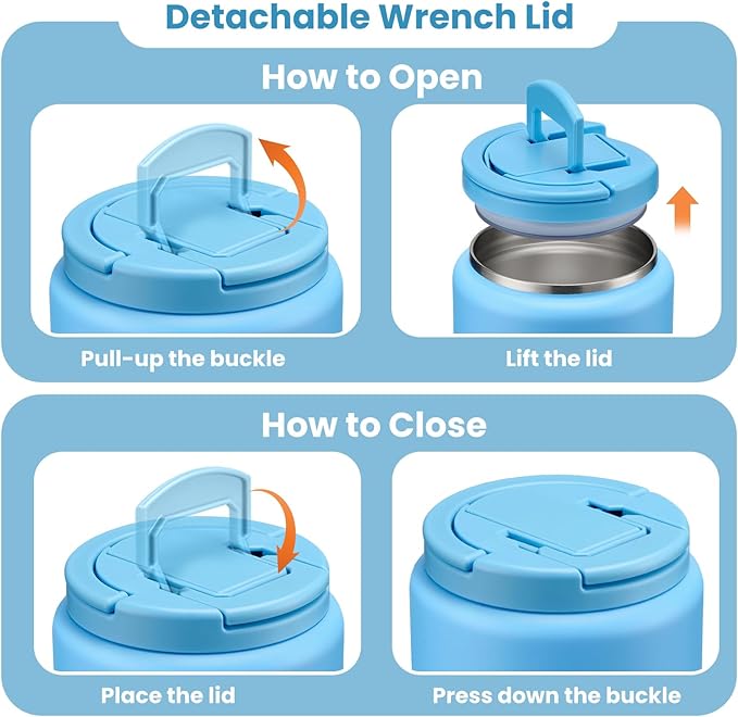 Soup Thermo for Hot Food Kids 25.5oz Lunch Containers with Buckle Lid Wide Mouth Hot Food Jar Vacuum Insulated Stainless Steel Bento Box Leakproof with Spoon(Blue)
