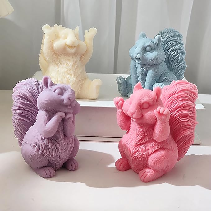 Squirrel Candle Mold - Resin Casting Silicone Molds for Home Decor & Candle Making Wave Spiral Mold