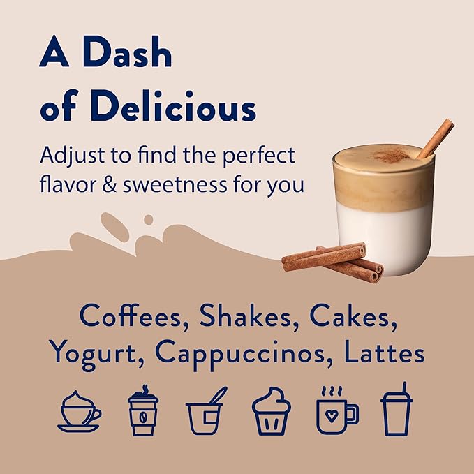 Jordan's Skinny Syrups Sugar Free Coffee Syrup, Cinnamon Dolce Flavor Drink Mix, Zero Calorie Flavoring for Chai Latte, Protein Shake, Food and More, Gluten Free, Keto Friendly, 25.4 Fl Oz, 1 Pack
