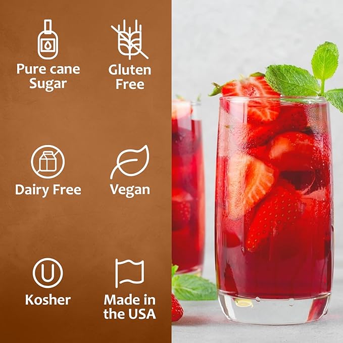 Syruvia Strawberry Syrup (25.4 fl oz) - Sweet Strawberry Bliss in a Bottle – Kosher, Gluten-Free, Ideal for Elevating Your Culinary and Beverage Adventures