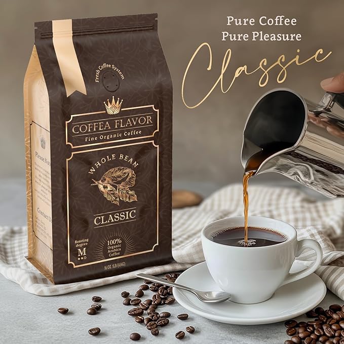 Premium Coffee Beans – Organic Whole Bean Coffee, 100% Arabica, Single Origin, Medium Roast, Balanced Acidity – by Coffea Flavor