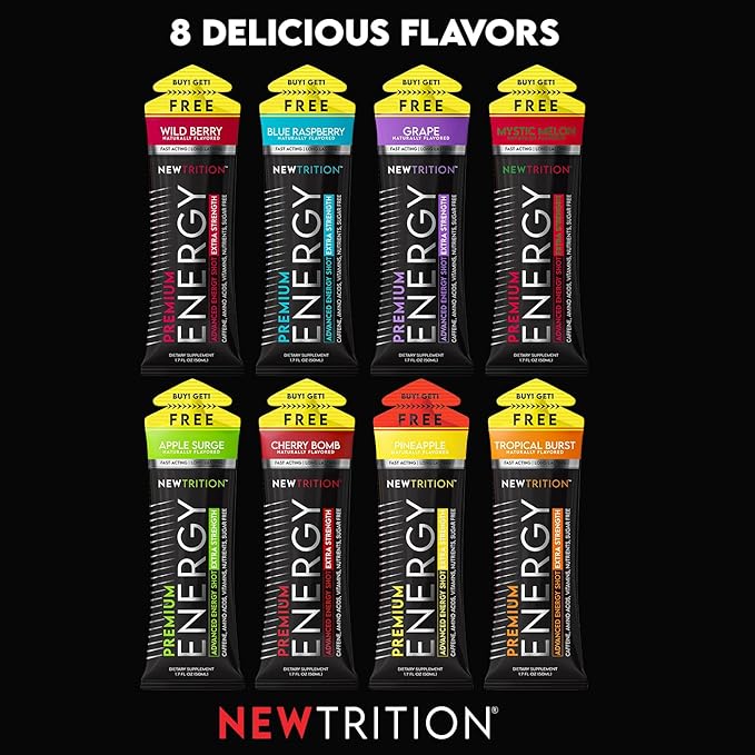 NewTrition® Extra Strength Energy Shots, Pineapple 1.7 fl oz (Pack of 24) | 250mg Caffeine Energy Drinks with Vitamin B & Amino Acids, Sugar-Free - Zero Calories Vitamin Energy Shots