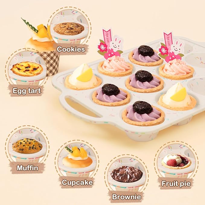 Silicone Muffin Pan, 12 Cups Muffin Tin Baking Mold With Reinforced Stainless Steel Frame Inside, Nonstick Bakeware Cupcake Pan BPA Free, 2PCS