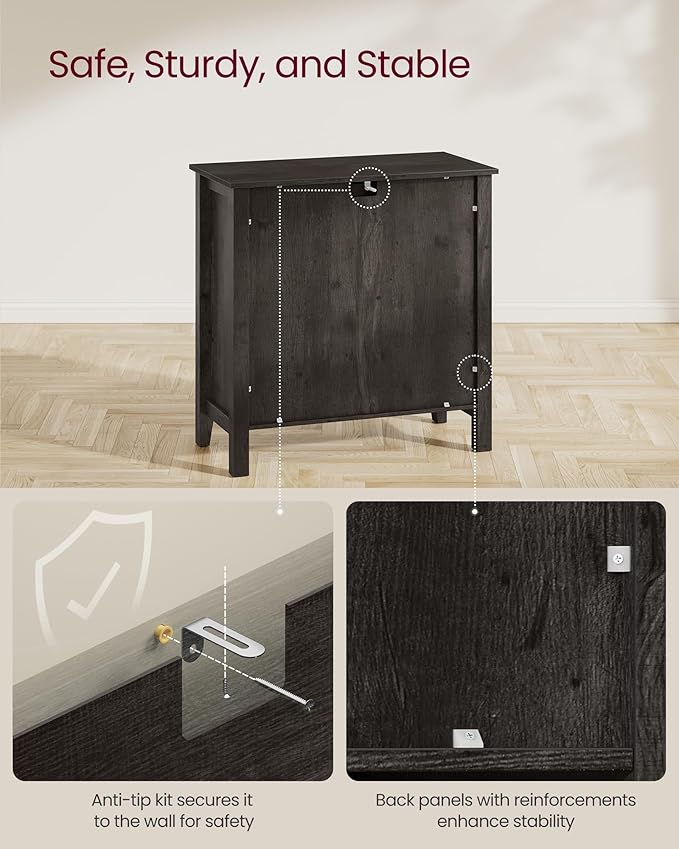 VASAGLE LIRY Collection - Buffet Cabinet, Coffee Bar Cabinet with a Drawer, Adjustable Shelf, Sideboard Storage with Cable Hole, Drawer Divider, Antique Charcoal UBBK341B02