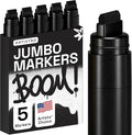 ARTISTRO 5 Black Acrylic Paint Pens, Acrylic Paint Markers Jumbo Tip, Fabric Markers for Textile, Canvas, Rock, Glass, Wood, Paper, DYI, Pens for Kids and Adults