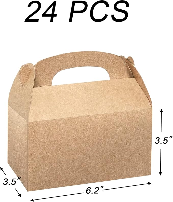 Xxcxpark 24 PCS Brown Kraft Gift Boxes 6.25x3.5x3.5, Decorative Party Favor Gift Packaging Box with Lid for DIY Crafting, Cube, Cupcake, Kraft Present Boxes for Birthday, Wedding, Anniversary