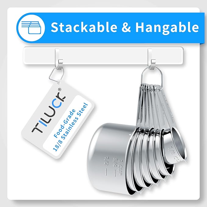 TILUCK Measuring Cups and Spoons Set, Stainless Steel Cups & Spoons,Coffee Scoop Spoon, Kitchen Gadgets for Cooking & Baking (13)