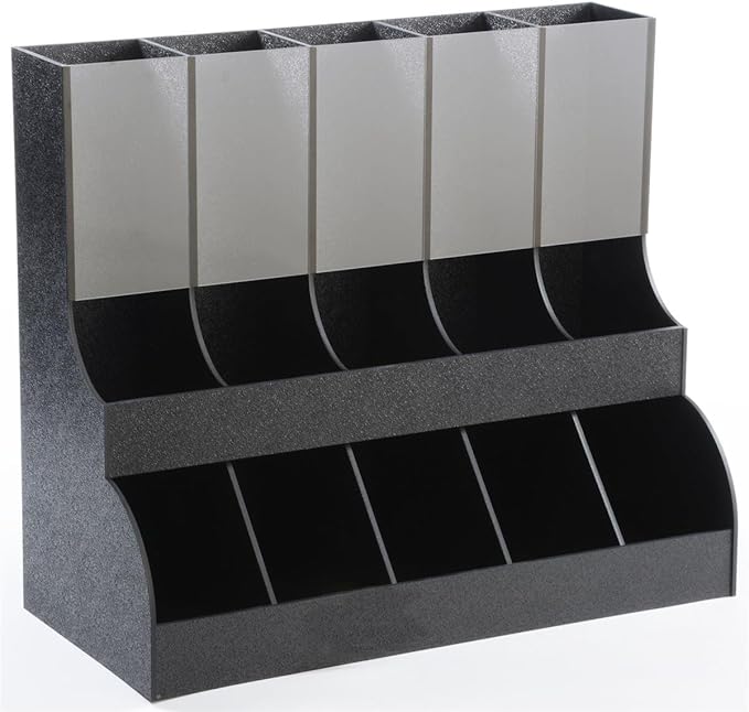K-Cup Organizer and Dispenser, 10 Compartments, Holds 75+ K-Cups, Countertop, ABS Plastic (Black)