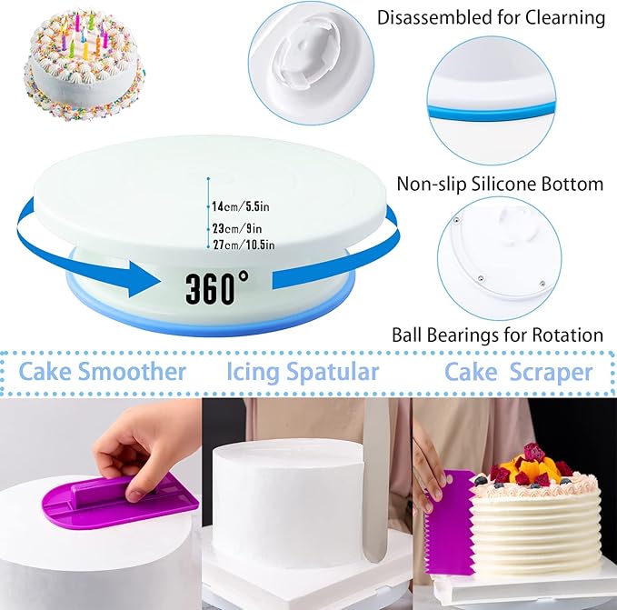 Cake Decorating Supplies Kit Tools 356pcs, Nifogo Baking Accessories with Cake Turntable, Pastry Piping Bag, Piping Icing Tips for Beginners