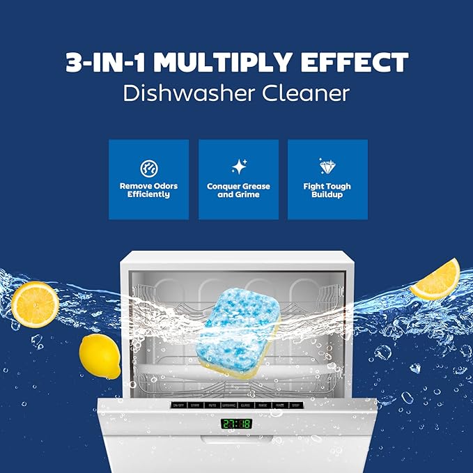 Dishwasher Cleaner and Deodorizer Tablet - Helps Remove Limescale, Mineral Buildup and Odor - Formulated to Clean Inside all Machines - 12 Cleaner Tablets…