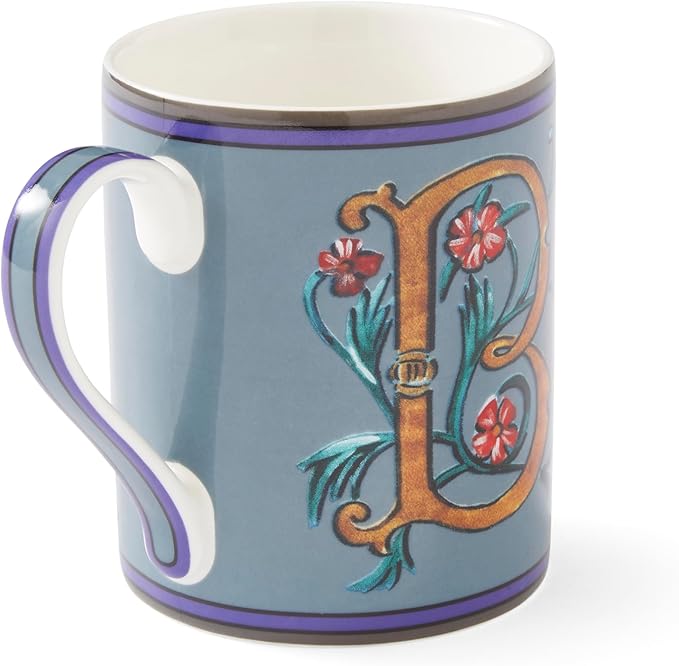 Spode Kit Kemp 12oz Mug in Fine China, B Initial - Custom Coffee Cup for Hot Beverages, Personalized Gift Idea for Her, Him, Friends, Coffee Lovers - Stylish Letter Mug for Daily Use, Dishwasher Safe
