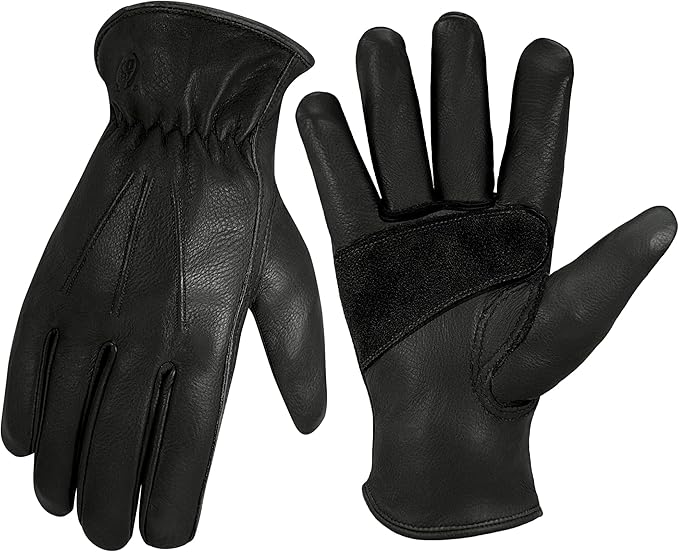 Leather Work Gloves for Men & Women, Reinforced Durable Gardening Gloves,Cowhide Work Gloves,Puncture & Cut Resistant