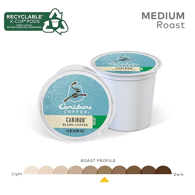 Caribou Coffee Caribou Blend Decaf Keurig Single-Serve K-Cup Pods, Medium Roast Coffee, 96 Count (Pack of 4)