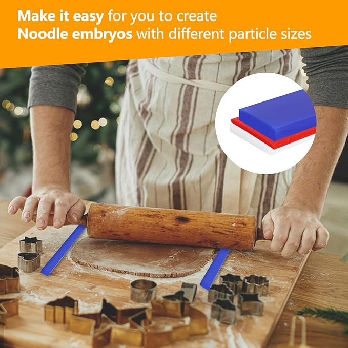6Pcs Silicone Rolling Pin Guides - Perfect Dough Leveler Sticks for Precision Baking - Food Grade Silicone Strips for Thickness Guide