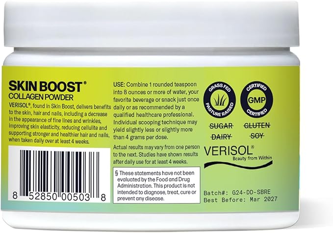 Sparkle Wellness VERISOL Bioactive Hydrolyzed Collagen Peptides | Collagen Powder Supplement with Vitamin C for Skin, Hair & Nail Health | Skin Boost (Orange) [30-Serves]