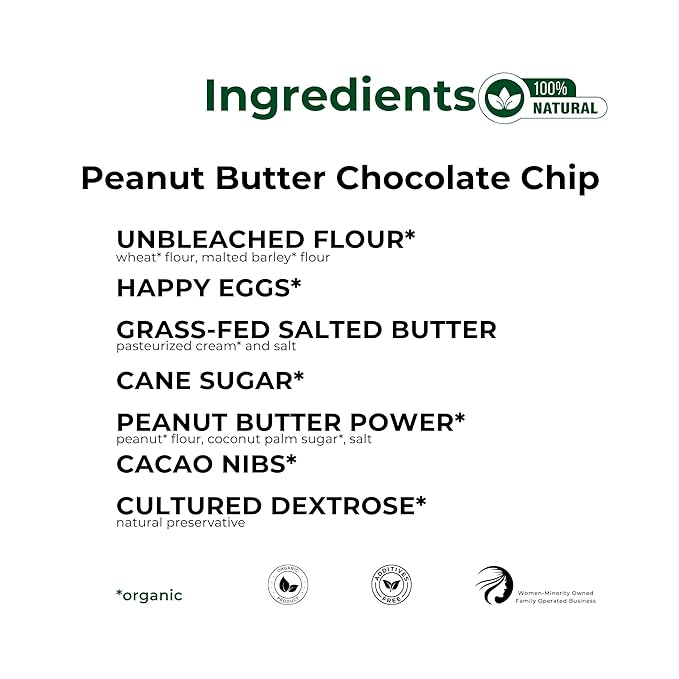 The Panza Peanut Butter Chocolate Chip Gourmet Cookie Snack Thin & Crispy | Organic, Non-GMO, 100% Natural Ingredients | Mini Pouch 0.7 oz