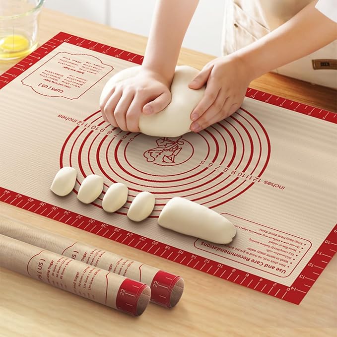 Silicone Baking Mat, Reusable Non-Stick Pastry Mat for Rolling Out Dough, Pizza Crust Pie Baking Mat, Cookies, Cake, Bread, Chocolate, Pastry, Oven Mat