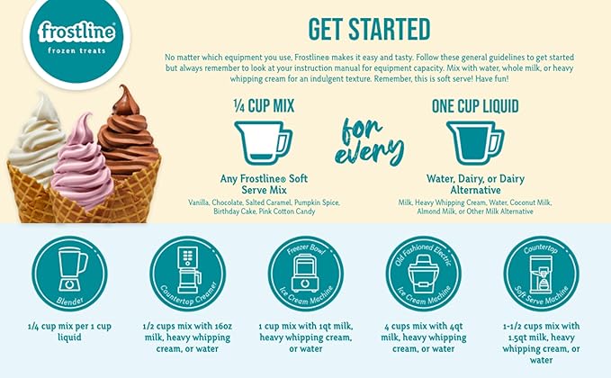 Frostline Chocolate Soft Serve Ice Cream Mix, Lactose & Gluten Free - Just Add Water, Dairy, or Dairy Free Alternative, Use with Blender, Countertop Ice Cream Maker, Soft Serve Machine - 6 lb Bag