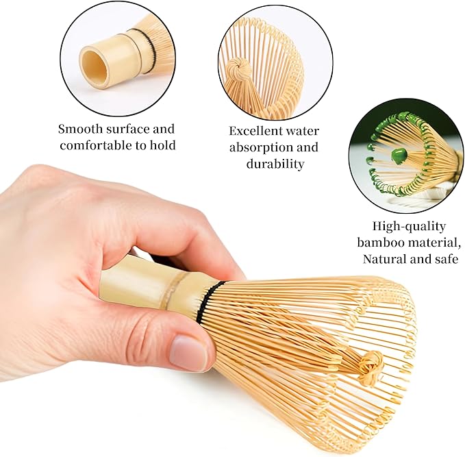 Matcha Whisk (1-Piece), Bamboo Whisk for Matcha Tea, Chasen, 100-Prong Bamboo Matcha Wisk Mixer Frother Brush for Authentic Tea Preparation