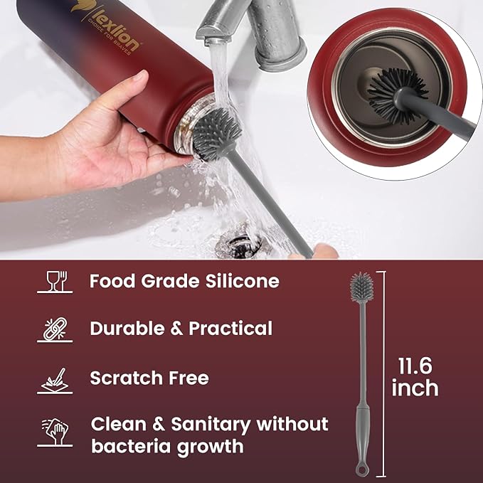 Lexlion 32 Oz Triple Walled Insulated Stainless Steel Fruit Infuser Water Bottle, 100% Leakproof, 3 Lids, Infuser, Silicone Sleeve, Metal Mug Gallon