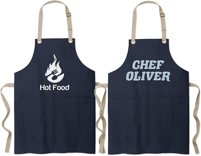 TEEAMORE Custom Embroidered Kitchen Apron Add Your Name Logo Design Cooking Baking Kitchen Chef Apron Gifts