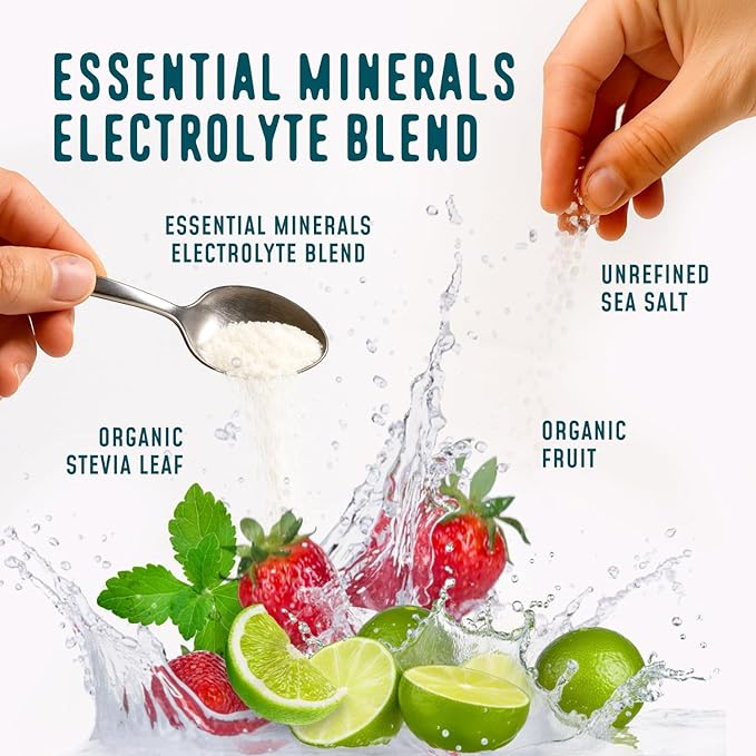 FlavCity Strawberry Limeade Electrolytes Powder Packets - 28 Hydration Packets - No Added Sugar - Hydration Powder with Real Fruit & Unrefined Sea Salt - Keto & Gluten-Free (28 Stick Packs)