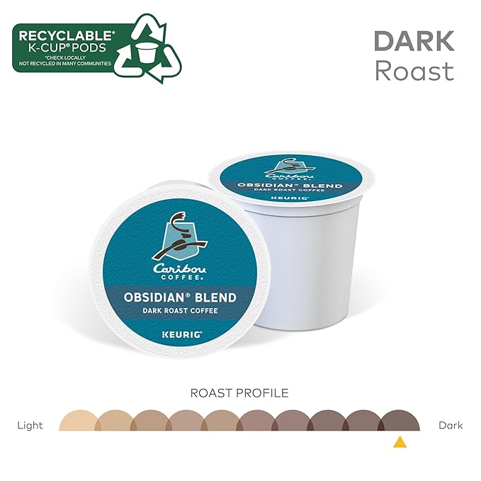 Caribou Coffee Obsidian Keurig Single-Serve K-Cup Pod, Medium Roast Coffee, 96 Count