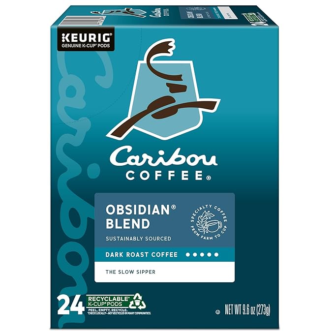 Caribou Coffee Obsidian Keurig Single-Serve K-Cup Pod, Medium Roast Coffee, 96 Count