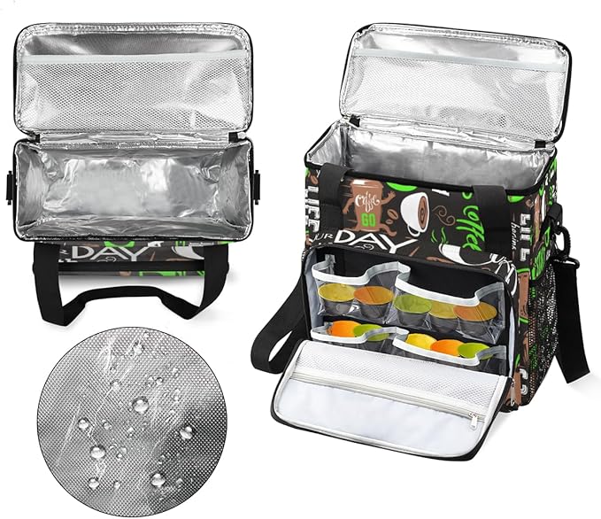 Green Start Your Day Coffee Coffee Maker Carrying Bag, Coffee Machine Travel Storage Bag Compatible with K-Mini or K-Mini Plus, Portable Single Serve Coffee Brewer Case with Pockets for K-Cup Pods