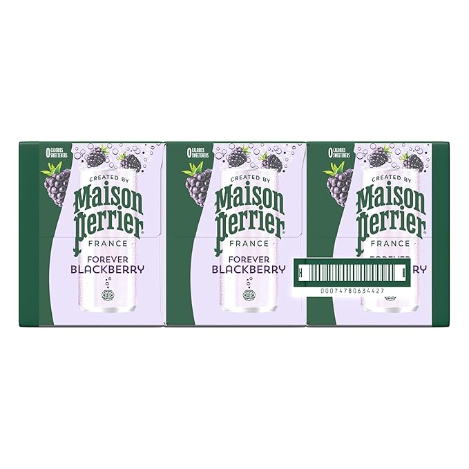 Maison Perrier Forever Blackberry Flavored Sparkling Water, 11.15 Fl Oz Cans, 8 Count, 3 Pack