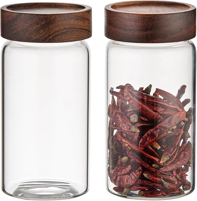 Glass Coffee Jars with Top Screw Lid Round Food Storage Canister Clear Glass Jar for Pantry Sugar Tea Coffee Bean Spice Nuts Cookies Bath Salts (2×550ml(18oz))