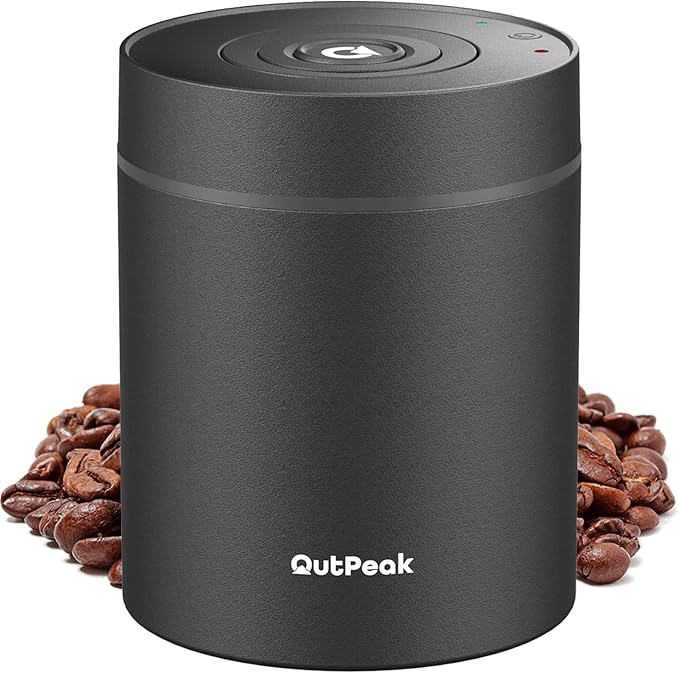 OUTPEAK 2025 Kilo Auto Vacuum Coffee Canister, 1.8L for 21.2oz Coffee Beans, One-Button Operation, Stainless Steel Container with Scoop, Fresh 6-Month Storage Container (Barista Champion's Choice)
