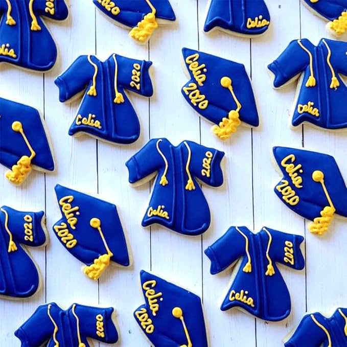 Graduation Cookie Cutters 6Pcs, Cap Gown Diploma Frame Medallion Shapes Cookie Cutter Mold, 304 Stainless Steel Biscuit Dough Fondant Cutters for Celebration Kitchen Baking