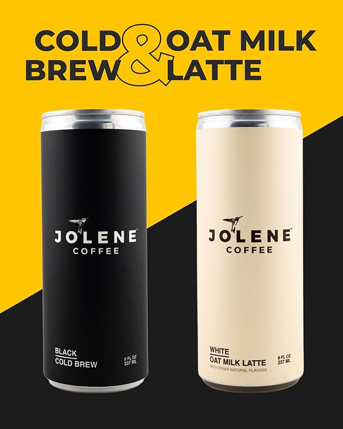 Jolene Coffee – Black Cold Brew | 8oz Cans | Smooth, Bold, Dairy-Free, Gluten-Free, Non-GMO (12 Cans, Black Cold Brew)