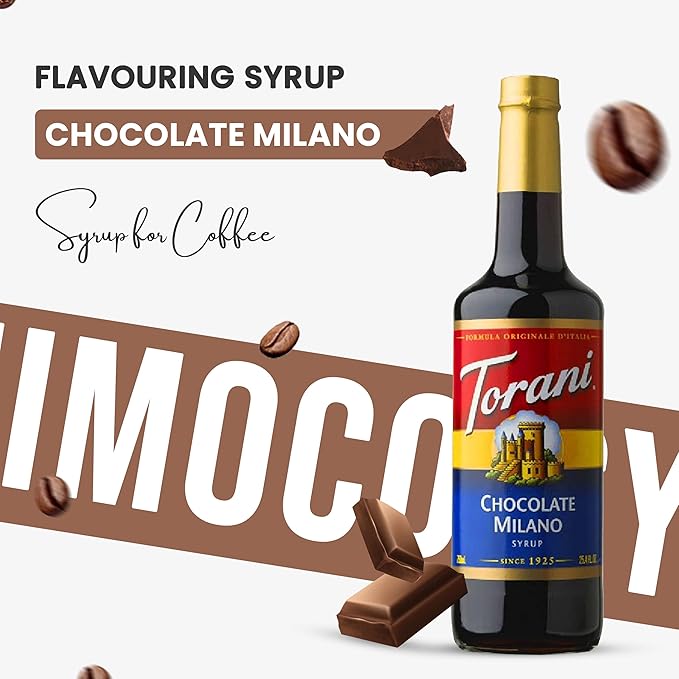 Jimoco® Syrup Pump Dispenser + Torani® Chocolate Milano Syrup, 25.4 oz - Coffee Syrup Pump & Flavoring Bundle
