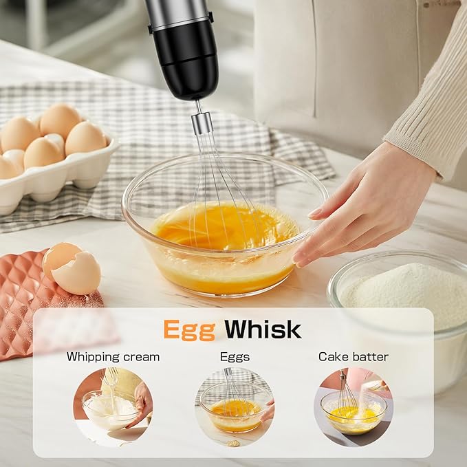 Immersion Blender Handheld 1100W - 3 in 1 Hand Blenders Set with Trigger Speed Control Stainless Steel Emulsion Stick with Whisk and Milk Frother, Emulsifier for Kitchen for Soup, Smoothie, Puree