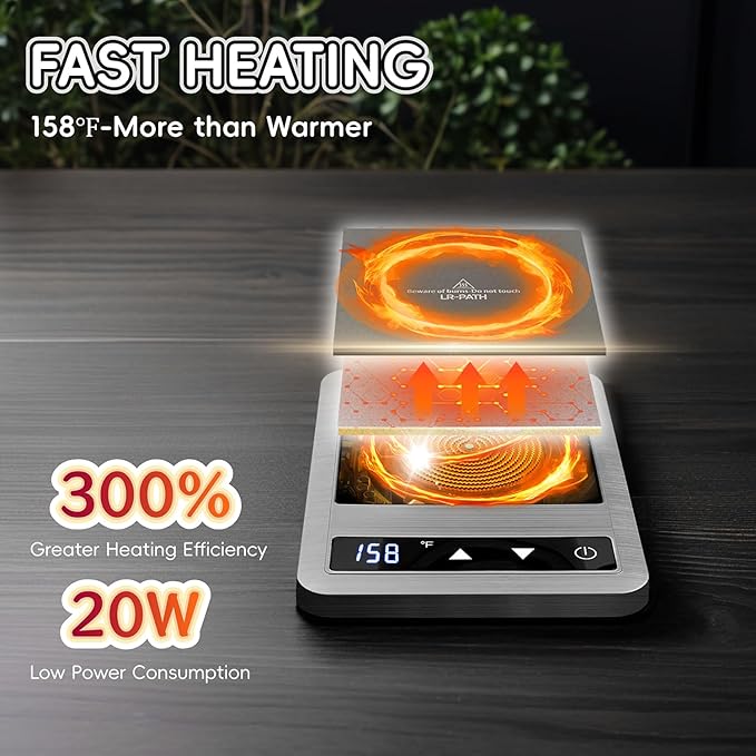 Coffee Mug Warmer & Mug Set 2025, Heated Cup for Desk with Temperature Control and Smart Auto Shut Off, 14oz