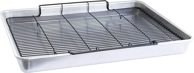 Nordic Ware Extra Large Oven Crisping Baking Tray, with Rack, Silver