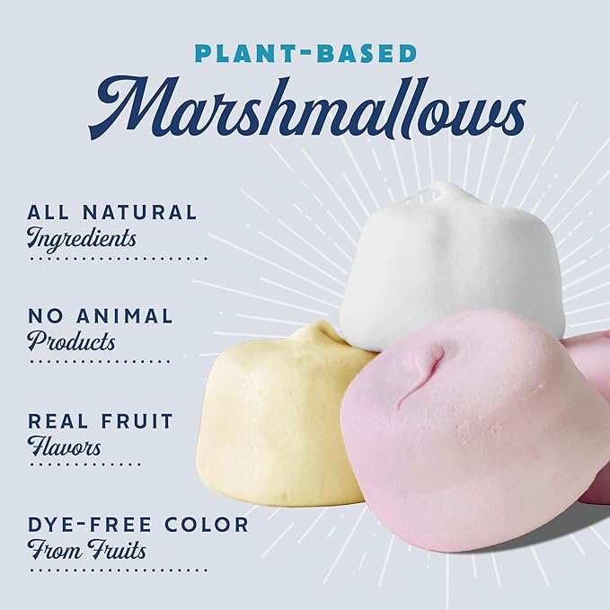 GoodMallow Vegan Marshmallows - Large Kosher Gluten Free Dairy Free Healthy Marshmallows - Natural Gelatin Free for Hot Chocolate, Smores, Baking - Nothing Artificial, Vanilla
