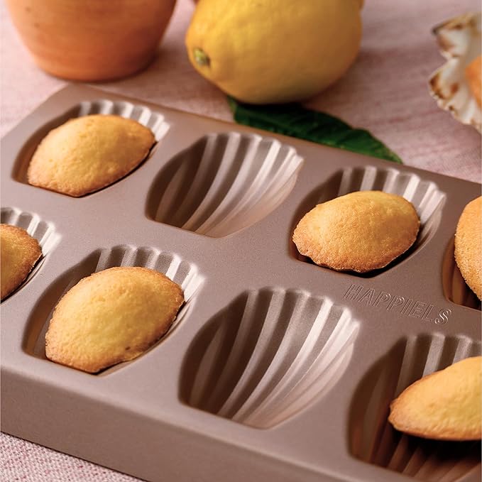 Non Toxic Nonstick Madeleine Pan 12 Well Set of 2 (24 wells) | Non Stick Nontoxic Madeleines Pans for baking | Madeleine Cake Cookie Mold | Madeleine tray for oven | French tin 12