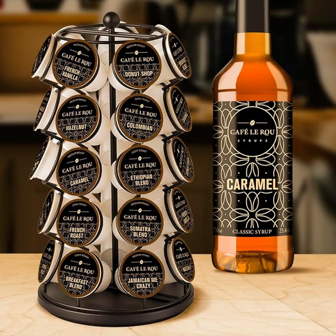 "NEW" Café Le Rou Caramel Classic Syrup - 25.4 oz, 1 Pack with 1 Gold Pump Dispensers 25.4 Fl Oz (Pack of 1)